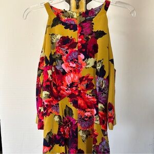 Maggy London Fit & Flare Floral Print Dress Cold-Shoulder